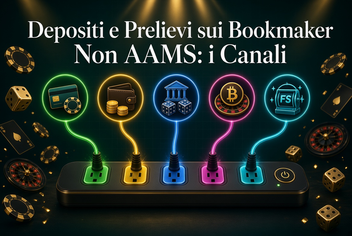 Depositi e prelievi sui bookmaker non AAMS: i canali, carta, e-wallet, bonifico bancario, criptovalute e slot machine, ciascuno collegato al proprio tempo di accredito